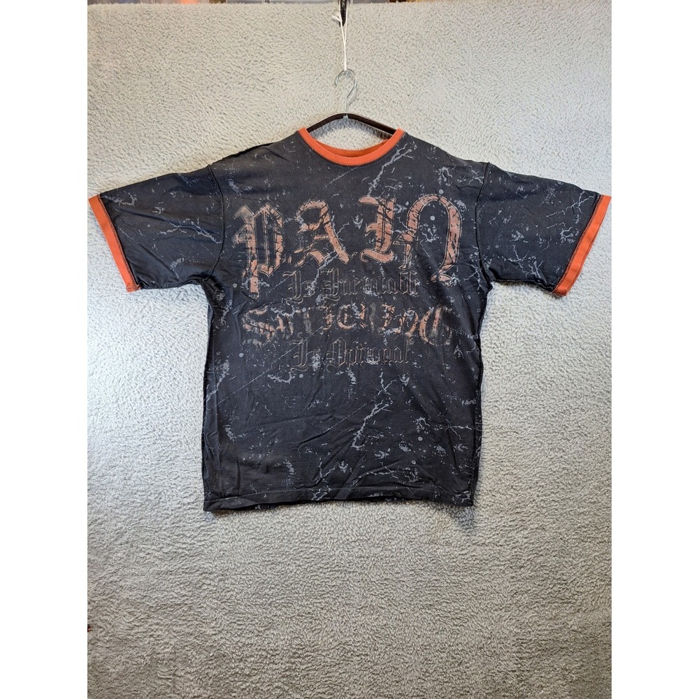 Blac Label T-Shirt Womens 3X‎ Black Pain Graphic Embroidered Studded Crew Neck